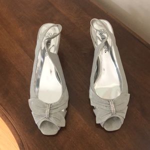 Special occasion silver dress heal.